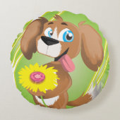 Schattige Puppy Rond Kussen (Voorkant)