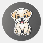 schattige puppy ronde sticker (Voorkant)