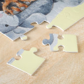 schattige puppy rottweiler die teddybeer verknalle legpuzzel (Zijkant)