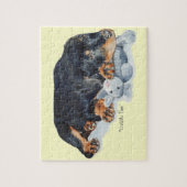 schattige puppy rottweiler die teddybeer verknalle legpuzzel (Verticaal)