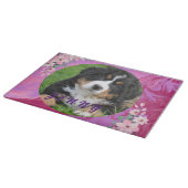 Schattige Puppy Roze Waterverf Bloemen Modern Cool Snijplank (Hoek)