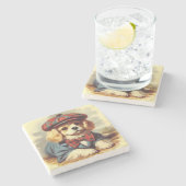 Schattige  puppy schilderij stenen onderzetter (Zijkant)