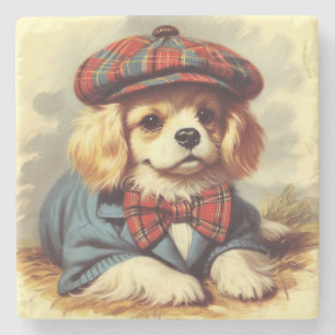 Schattige  puppy schilderij stenen onderzetter