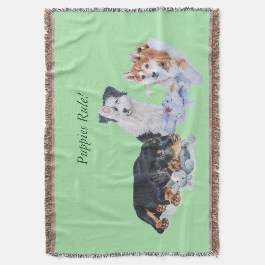 schattige puppy sheba inu rotty collie en tevia deken (Voorkant Verticaal)