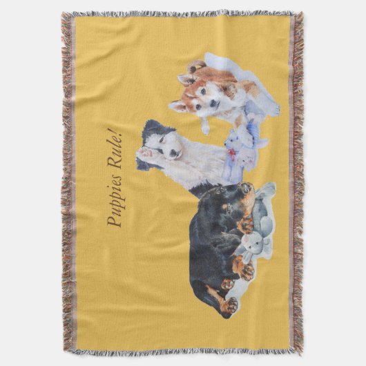 schattige puppy sheba inu rotty collie en tevia deken (Voorkant Verticaal)