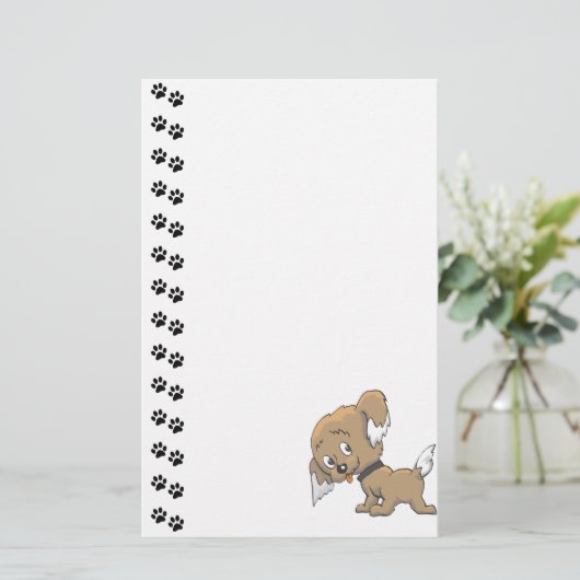 Schattige puppy Stationery Briefpapier (Staand voorkant)