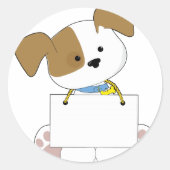 Schattige Puppy Teken Ronde Sticker (Voorkant)