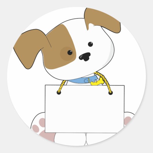 Schattige Puppy Teken Ronde Sticker (Voorkant)