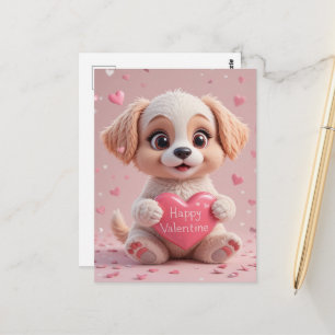 Schattige Puppy Valentijnsdag Schattige Hond Liefd Briefkaart
