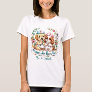 Schattige Puppy Verpleegster Pawsitive Waterverf G T-shirt