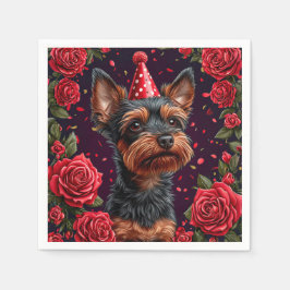 Schattige puppy viert verjaardag servet