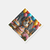 Schattige puppy viert verjaardag servet (Hoek)