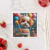 Schattige puppy viert verjaardag servet (Insitu)