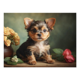  Schattige Puppy Yorkshire Terrier Hondenportret Foto Afdruk