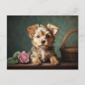  Schattige Puppy Yorkshire Terrier Roos Portret Briefkaart (Voorkant)