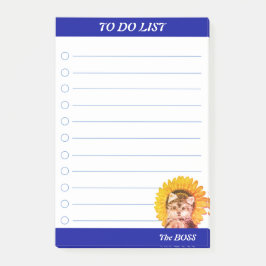 Schattige puppyhond met zonnebloem takenlijst post-it® notes