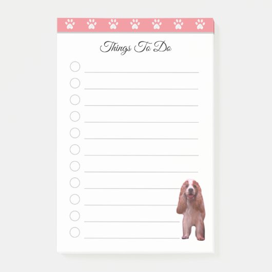 Schattige puppyhond op roze en witte dingen om te  post-it® notes (Voorkant)