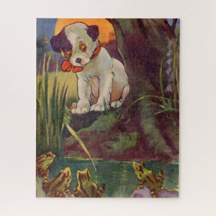 schattige puppy's en kikkers uit de jaren '30 legpuzzel