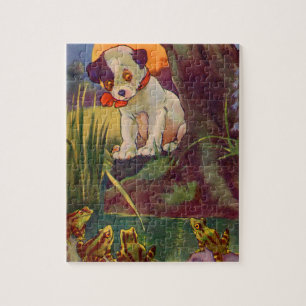 schattige puppy's en kikkers uit de jaren '30 legpuzzel