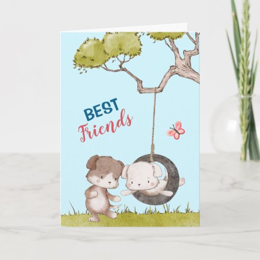 Schattige Pups Beste Vrienden Ondersteuning Kaart (Voorkant)