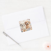 Schattige Pups Vierkante Sticker (Envelop)