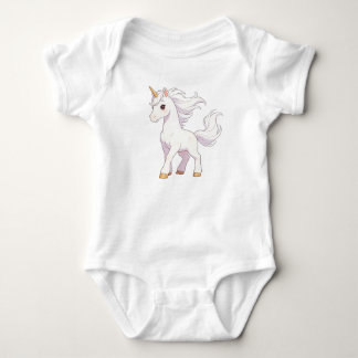 Schattige pure witte eenhoorn met golvende manen K Romper