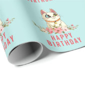 Schattige Purrfect Cat Kitten Verjaardag Wrapping  Cadeaupapier (Rol Hoek)