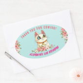 Schattige Purrfect Cat Kitten Verjaardagsfeest Ovale Sticker (Envelop)
