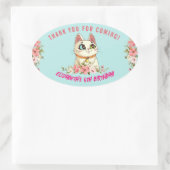 Schattige Purrfect Cat Kitten Verjaardagsfeest Ovale Sticker (Tas)