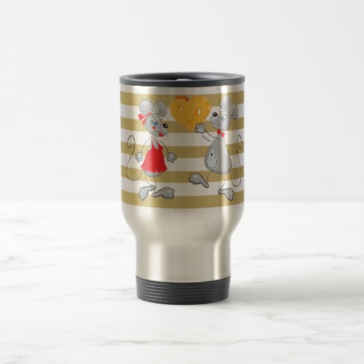 Schattige Quarky Whimsical Muizen-Strepen Reisbeker (Center)