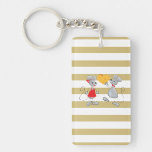 Schattige Quarky Whimsical Muizen-Strepen Sleutelhanger