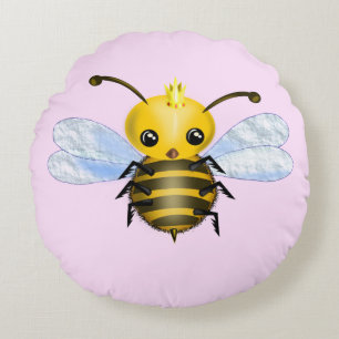 Schattige Queen Bee Rond Kussen - Kies Kleur