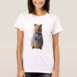 Schattige Quokka in Gebreide Trui Digitale Kunst T-shirt