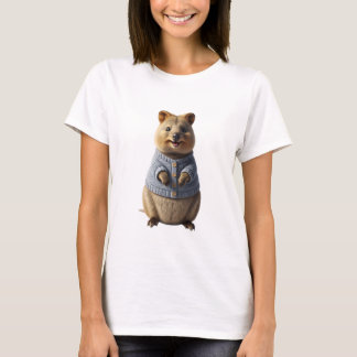 Schattige Quokka in Gebreide Trui Digitale Kunst T-shirt