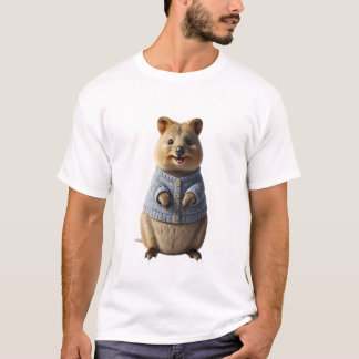 Schattige Quokka in Gebreide Trui Digitale Kunst T-shirt