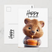 Schattige quokka met verjaardagstaart briefkaart (Voorkant / Achterkant)