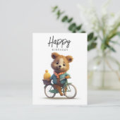 Schattige quokka op een fiets, Gefeliciteerd met j Briefkaart (Staand voorkant)
