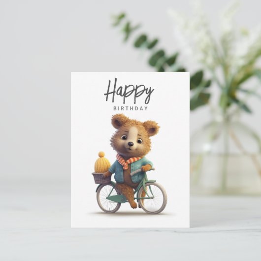 Schattige quokka op een fiets, Gefeliciteerd met j Briefkaart (Staand voorkant)