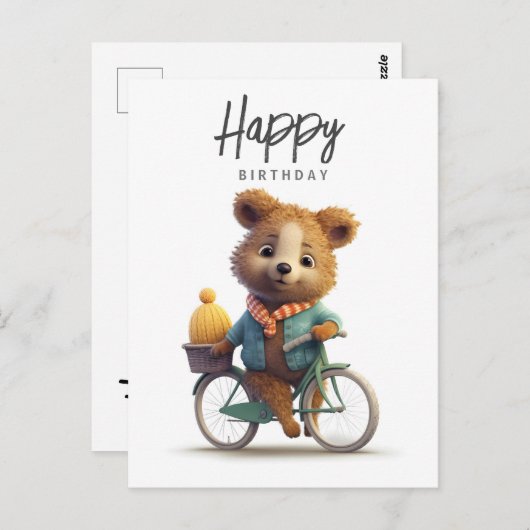 Schattige quokka op een fiets, Gefeliciteerd met j Briefkaart (Voorkant / Achterkant)