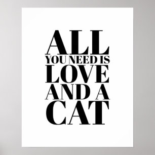 Schattige quote Alles wat je nodig hebt is Liefde Poster