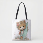 SCHATTIGE RAAR ZOMERTHEMA KITTEN TOTE BAG (Voorkant)