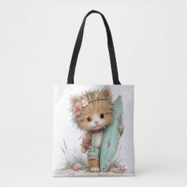 SCHATTIGE RAAR ZOMERTHEMA KITTEN TOTE BAG