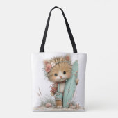SCHATTIGE RAAR ZOMERTHEMA KITTEN TOTE BAG (Achterkant)
