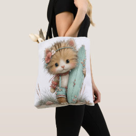 SCHATTIGE RAAR ZOMERTHEMA KITTEN TOTE BAG