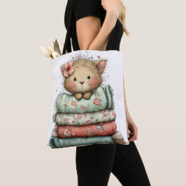 SCHATTIGE RAAR ZOMERTHEMA KITTEN TOTE BAG