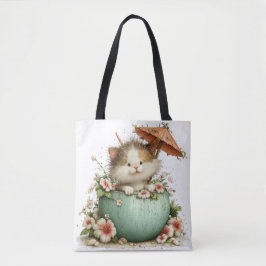 SCHATTIGE RAAR ZOMERTHEMA KITTEN TOTE BAG