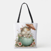 SCHATTIGE RAAR ZOMERTHEMA KITTEN TOTE BAG (Achterkant)