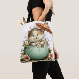 SCHATTIGE RAAR ZOMERTHEMA KITTEN TOTE BAG