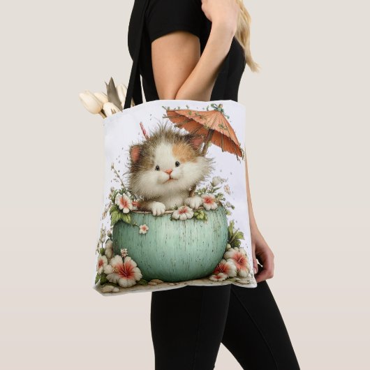 SCHATTIGE RAAR ZOMERTHEMA KITTEN TOTE BAG (Dichtbij)