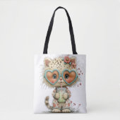 SCHATTIGE RAAR ZOMERTHEMA KITTEN TOTE BAG (Voorkant)